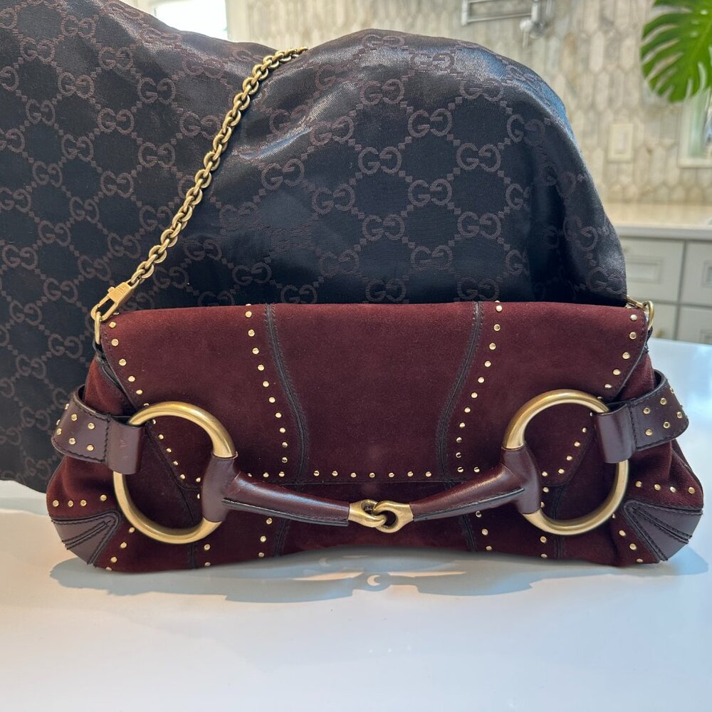 Gucci Studded Horsebit Shoulder Chain Bag
